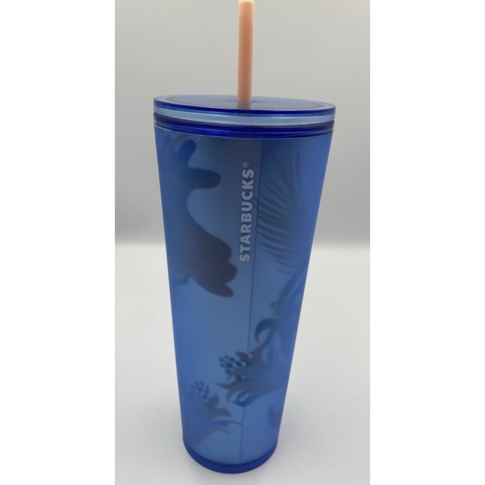 Starbucks View Through the Garden Blue Soft Touch Venti Tumbler, 24oz Very Nice!